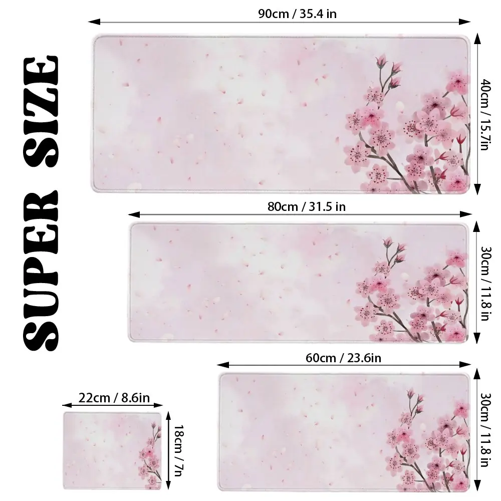 Sakura Blossom Floral Extra Large Desk Pad Rubber Extended Gaming Mouse Pad for Office Setup