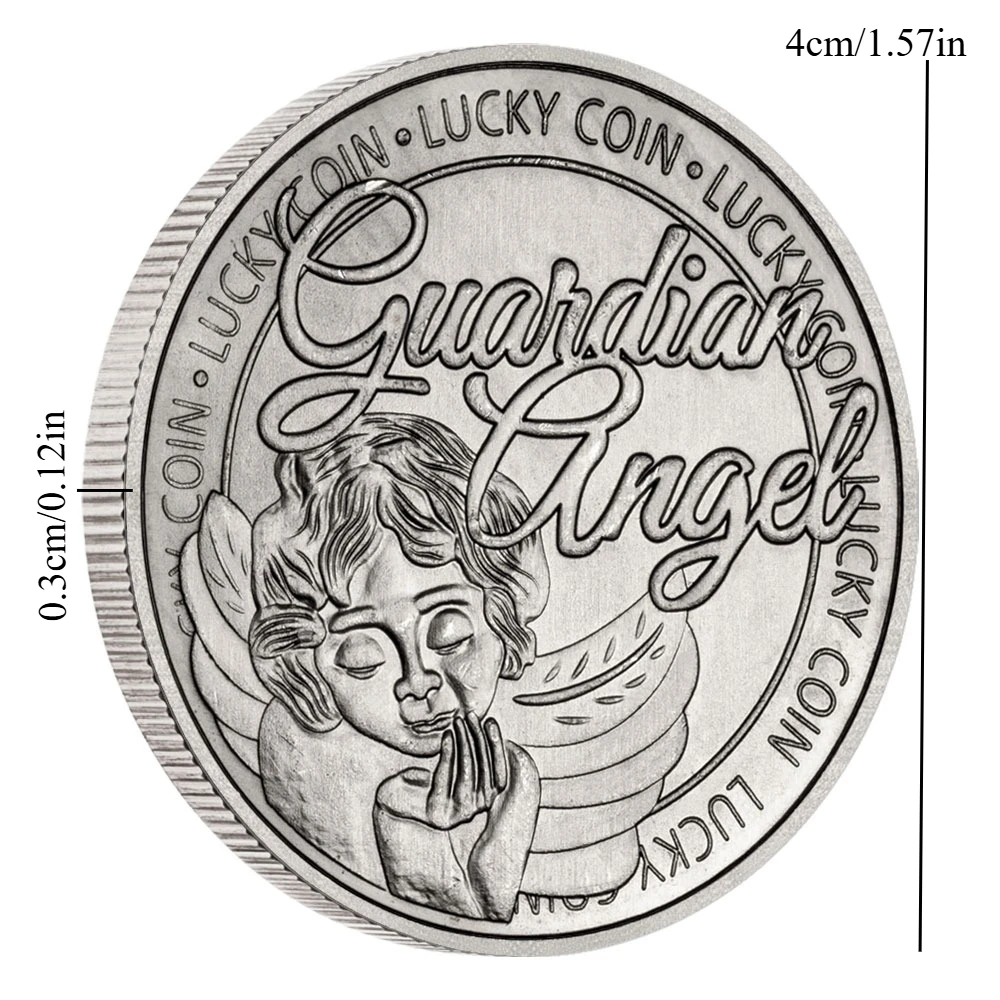 ملاك حارس لمشاهدةك وحمايةك عملة محظوظة قابلة للجمع مطلية بالنحاس عملات تذكارية لتزيين المنزل #5