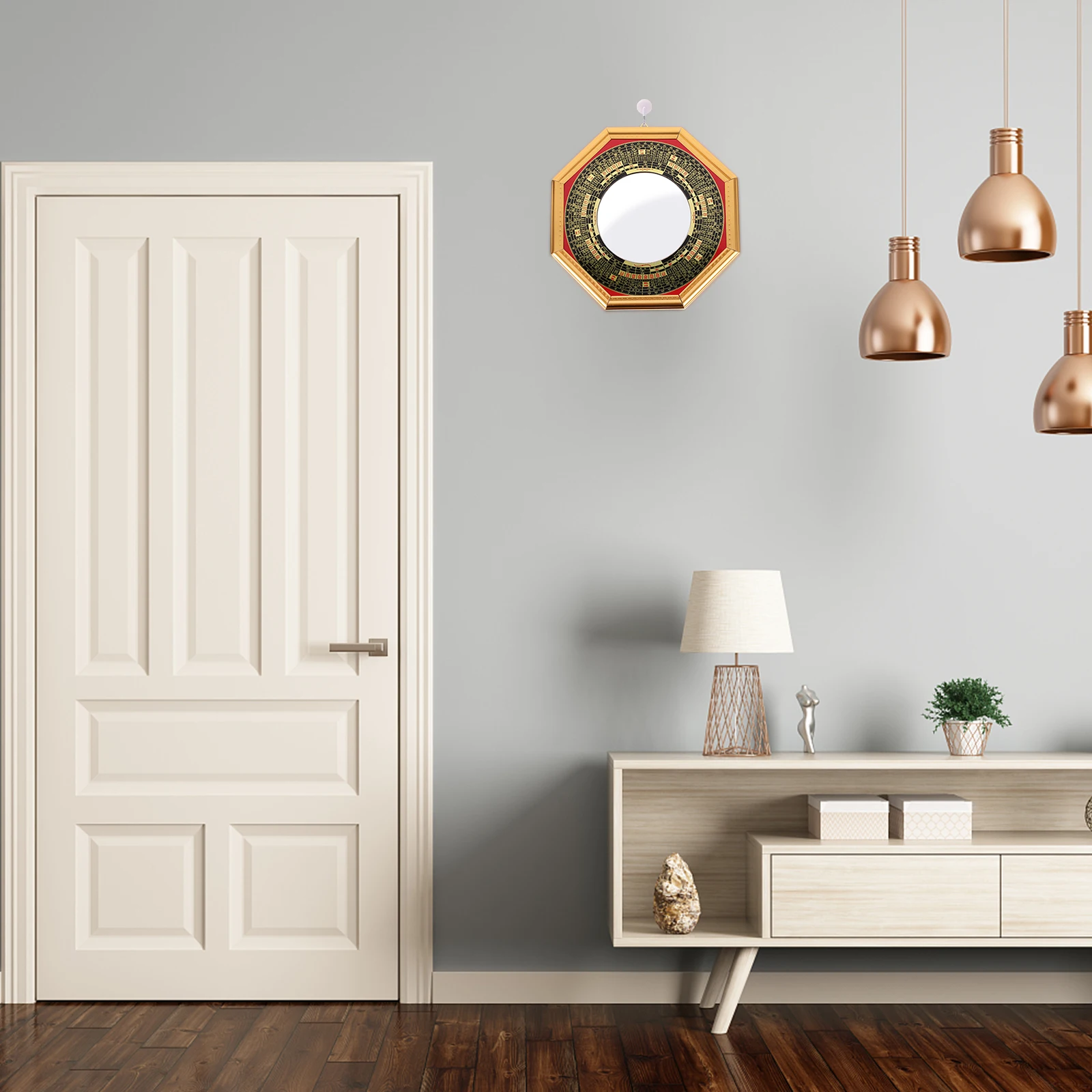 محظوظ الصينية الخشب باغوا مرآة محدبة ثمانية مخططات مرآة ديكور المنزل معبد طرد الأرواح الشريرة نعمة الديكور الجدار الشنق هدية #5