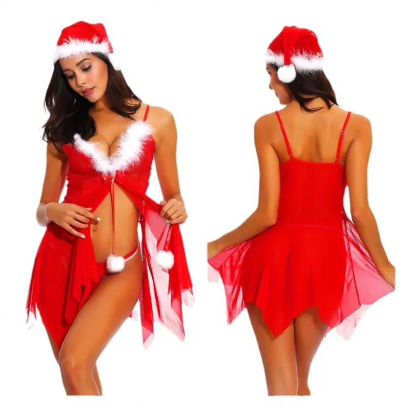 Christmas Outfit Role Playing Passion Clothes Sexy Underwear Pajamas Suspender Skirt Temptation 18