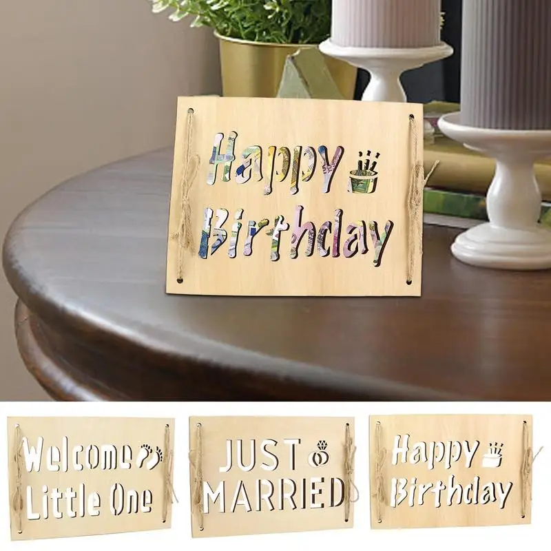 DIY Birthday Card Hollow Wooden Decorative Cash Wrapping Wedding Invitations Greeting Card For Party Ornaments Portable Souvenir