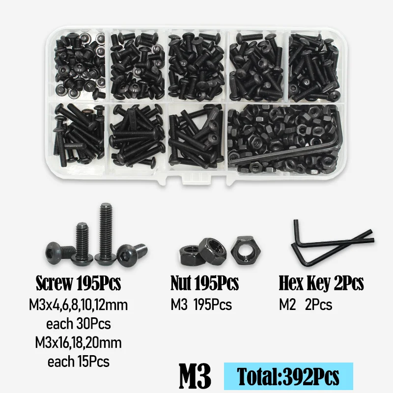 2510 bis 142 runder Sechskantschraubensatz M2 M2,5 M3 M4 M5 M6 Schwarz 10,9 Grade Innensechskant-Inbussantrieb Maschinenschrauben Bolzen ISO7 – Detail 14