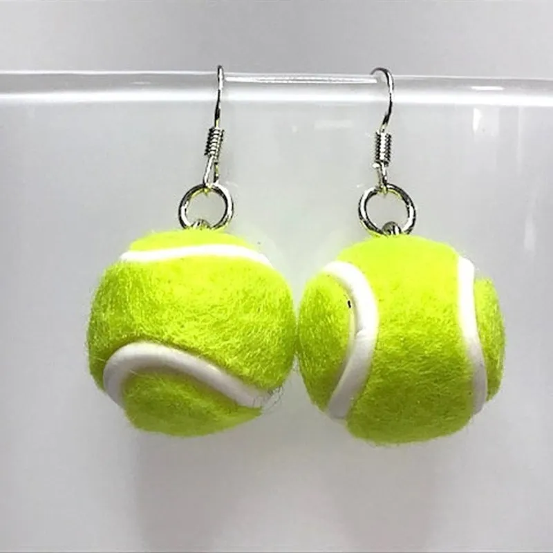 Kawaii Green Tennis Pendant Earrings Personalized Sports Jewelry Novelty Earrings for Women Gifts for Tennis Lovers