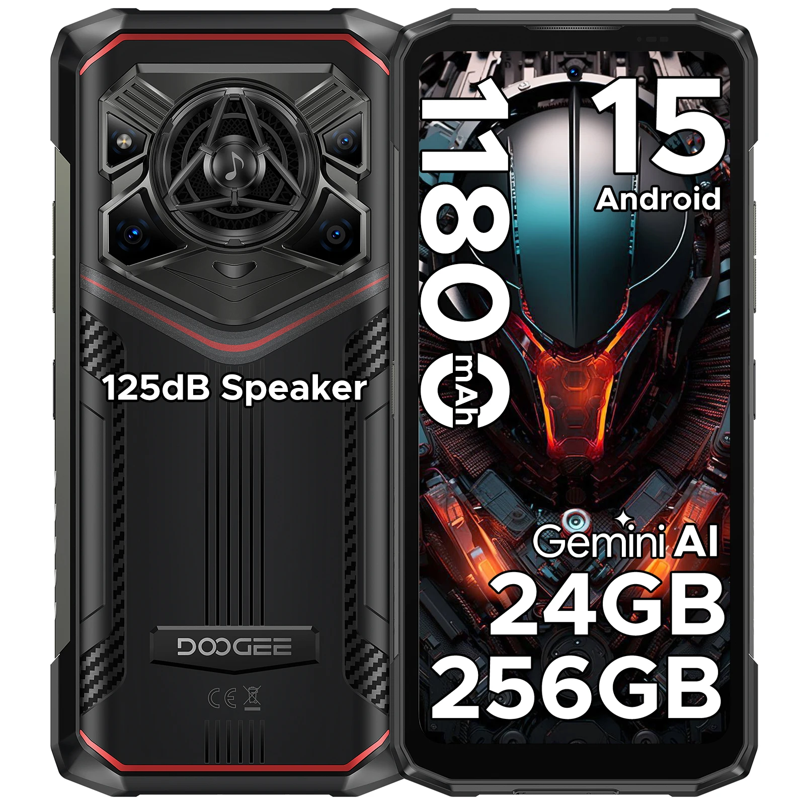 DOOGEE Blade20 Pro - Robuuste telefoon 6.6" met Gemini AI, 11800mAh batterij, 24GB RAM (6+18), 256GB opslag, Android 15, luidspreker met groot bereik 125dB