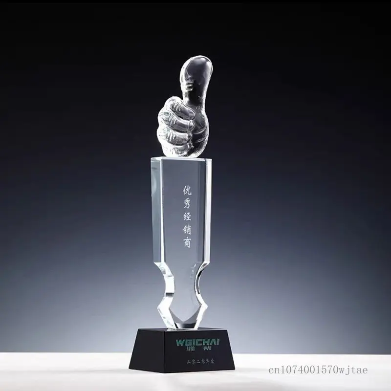 

Customized Thumb Crystal Trophy, Creative Handshake, Anniversary Celebration, Company Outstanding Employee Award, Souvenir Decor