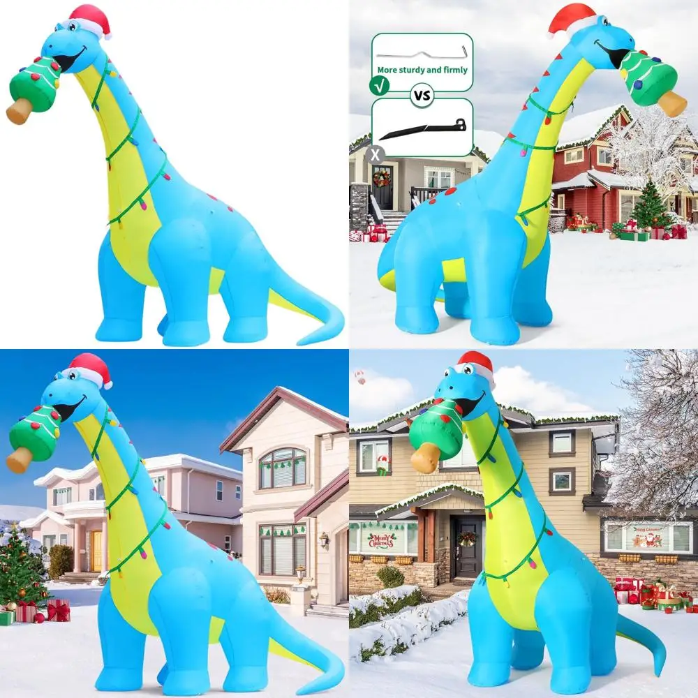 

10-футовая уличная рождественская надувная елка динозавра со светодиодной подсветкой для газона и сада, праздничный декор