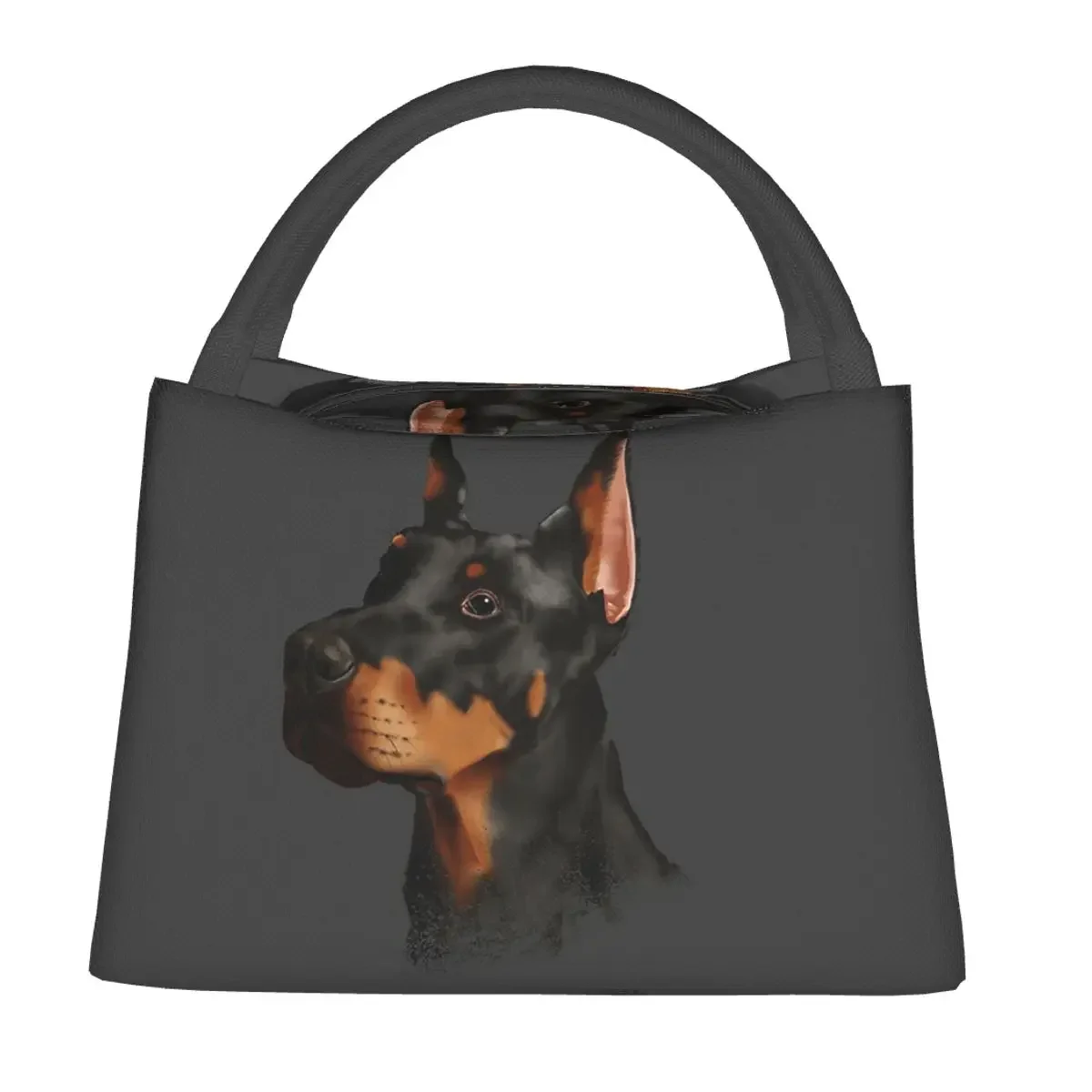 دوبيرمان الكلب الناب صورة أكياس الغداء معزول بينتو صندوق مانعة للتسرب حمل أكياس نزهة برودة حقيبة حرارية للنساء طالب العمل