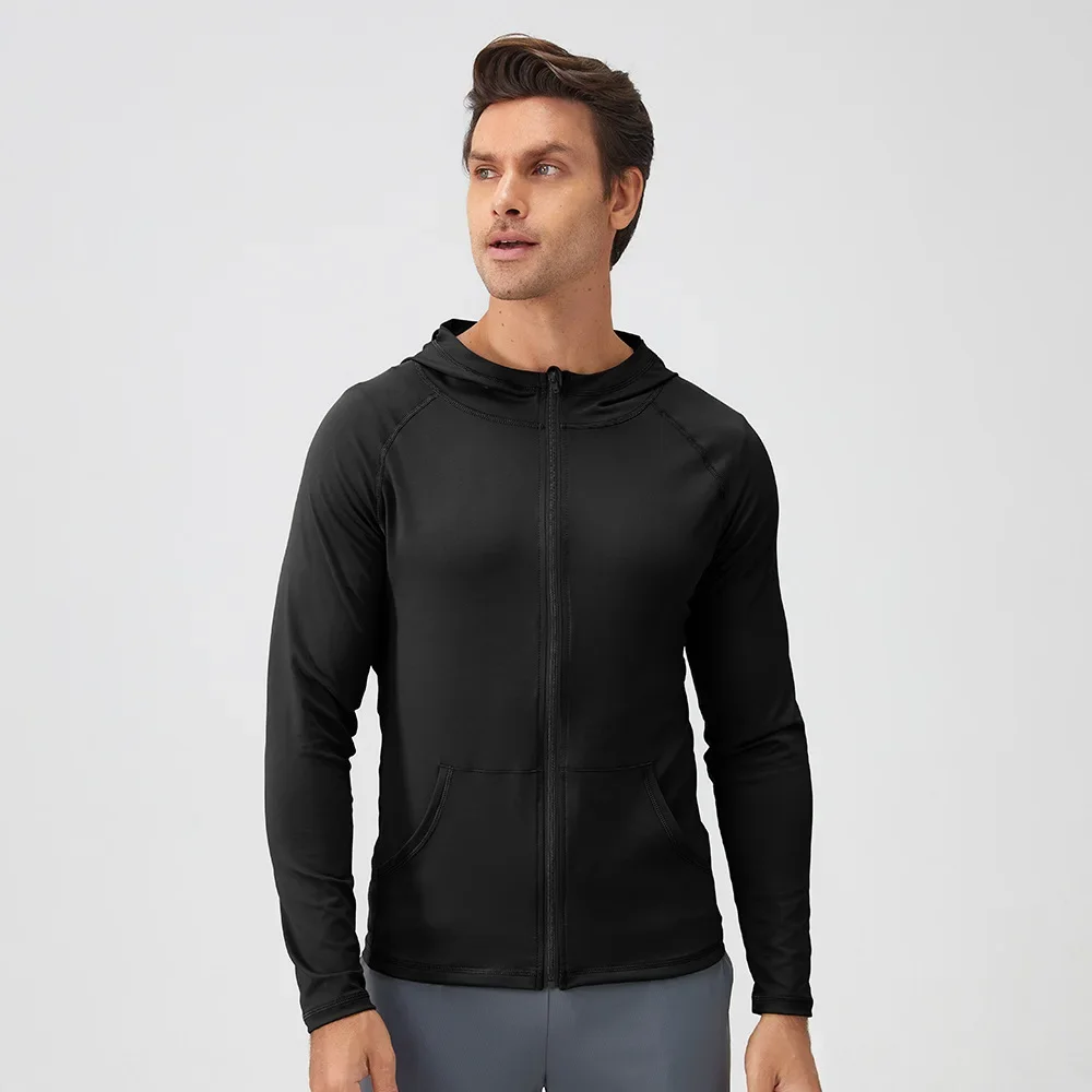 Workout Tops Men's Jackets Hooded Fleeced Clothing Men Gym Sportswear Zipper Fitness Clothing Quick-drying Running Training Coat