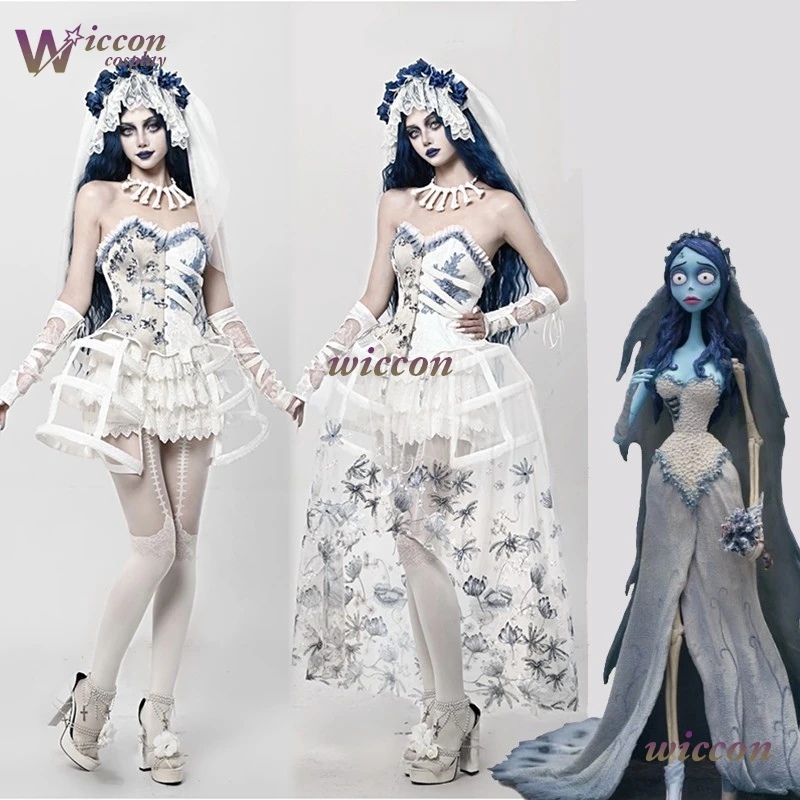 

Halloween Bride Original Movie Doujin Gothic Ribbon Corset Dress Corpse Inspired Ribbon Corset Bustier Gown Fancy Costumes Dress