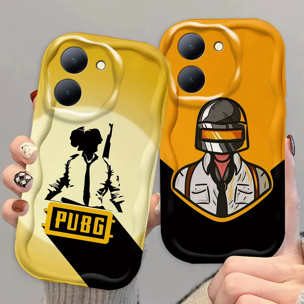 Hot Game Popular PUBG Cream White Curve Mobile Phone Case Cover For VIVO Y35 Y28 Y27 Y22 Y21 Y20 Y19 S I T A SG G 5G