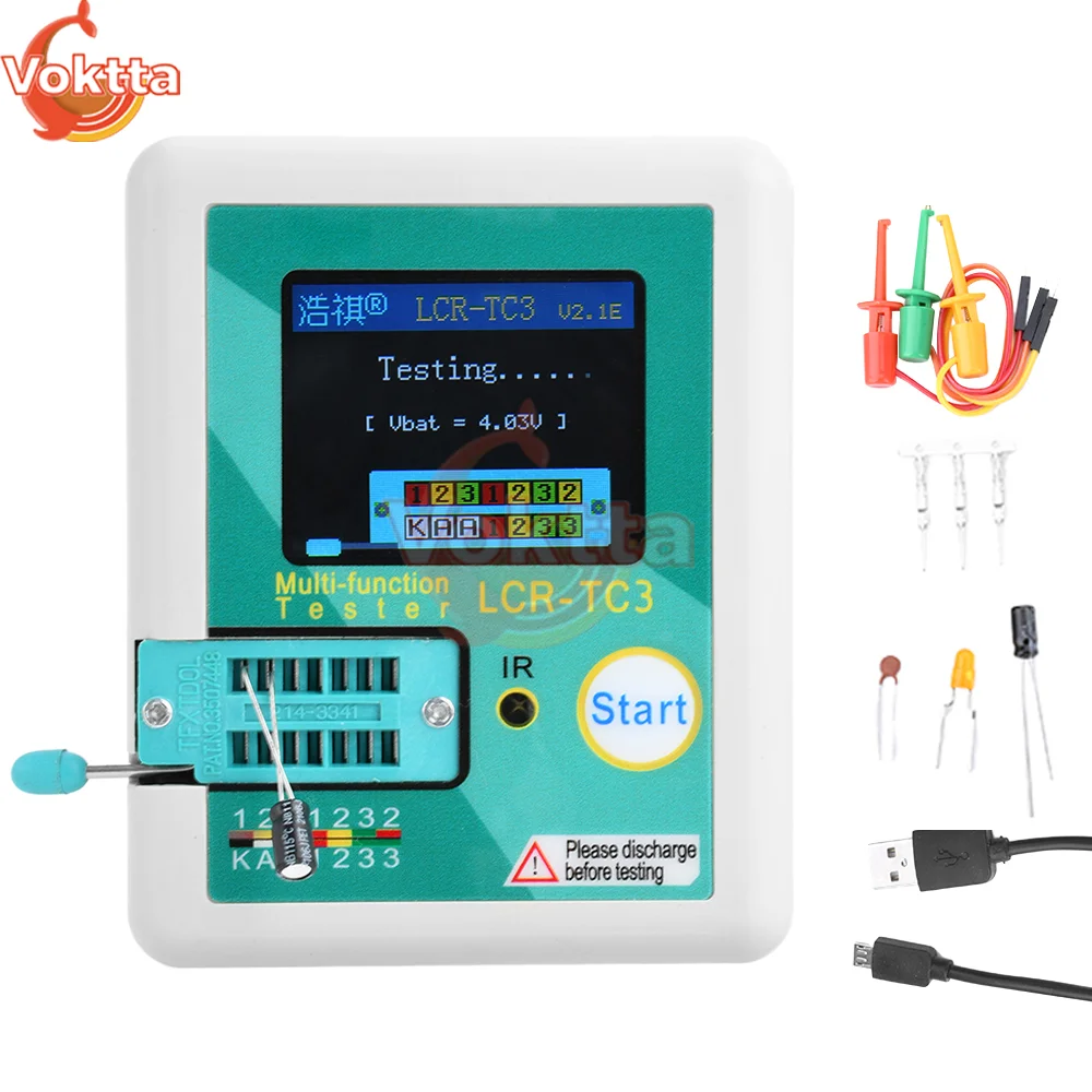 

LCR-TC3 LCD Display Multimeter Transistor Tester TFT Auto Calibration Transistor ESR Meter Diode Triode Capacitor Resistor Test