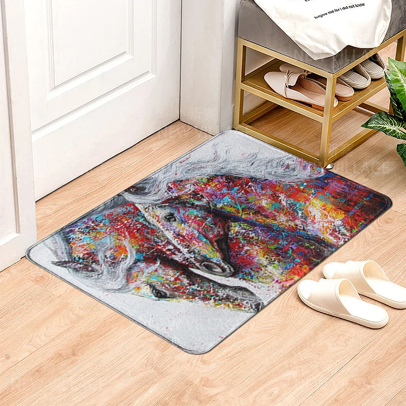 House entrance carpet Home doormat Animal oil painting style Room Foot mat bathroom non-slip mat Kitchen water absorption mat