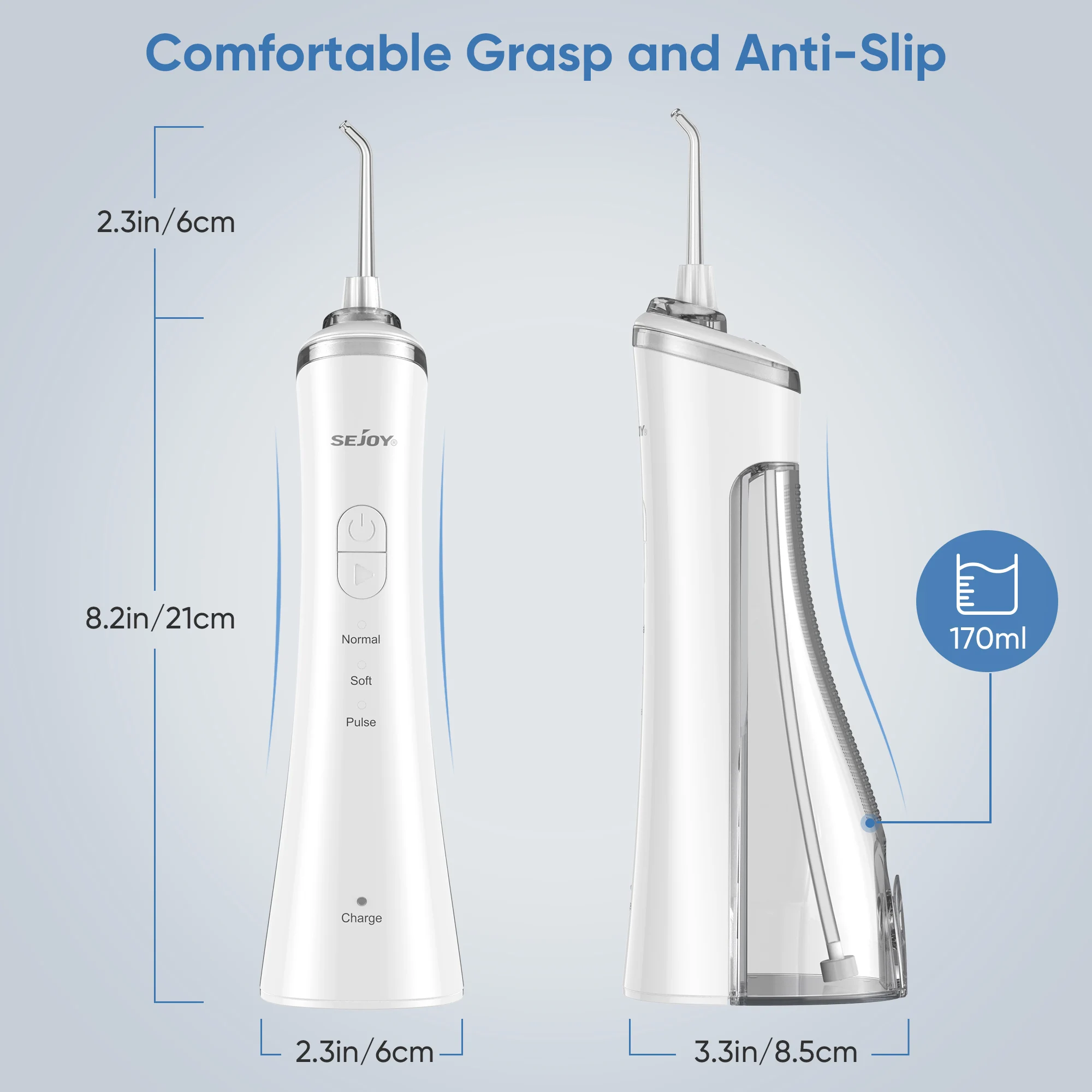 Portable Oral Irrigator 3 Modes Dental Water Flosser 170ml USB Wireless Rechargeable Water Jet Floss Tooth Pick 3 Jet Tip IPX7