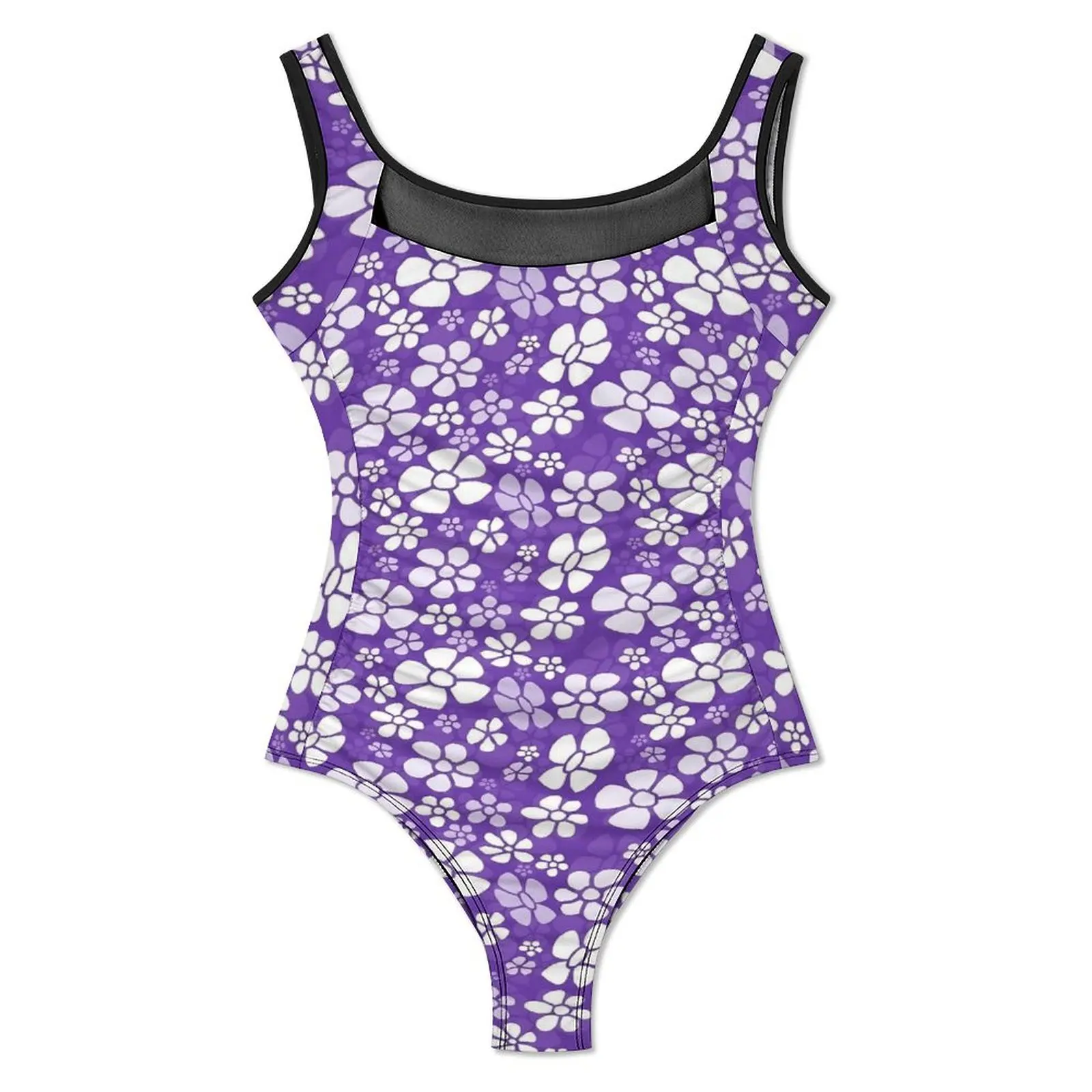 Ditsy Floral Swimsuit Purple Flowers Push Up Swimwear One-Piece Sport Bathing Suit Swimsuits Sexy Graphic Beach Wear Plus Size