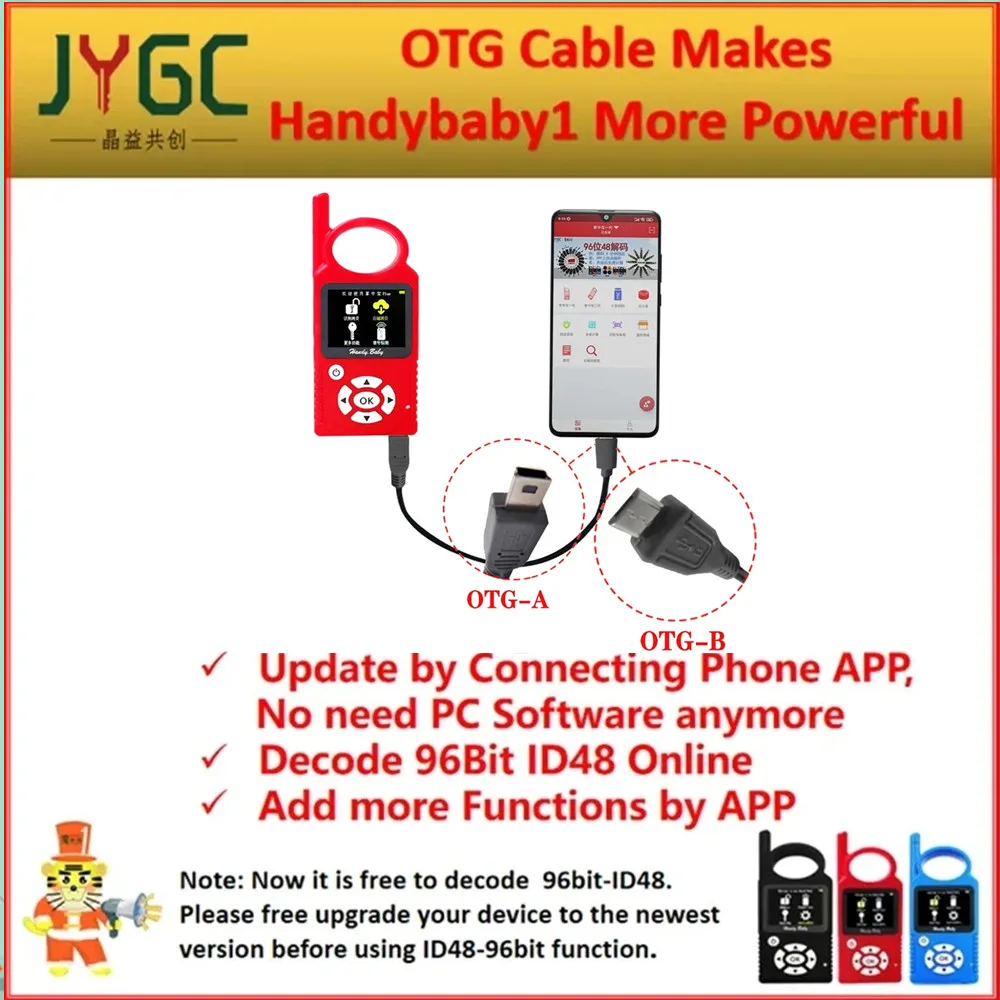 

JYGC OTG кабель для удобного декодирования ребенка 96 бит ID48 онлайн не нужно обновление программного обеспечения для ПК через приложение