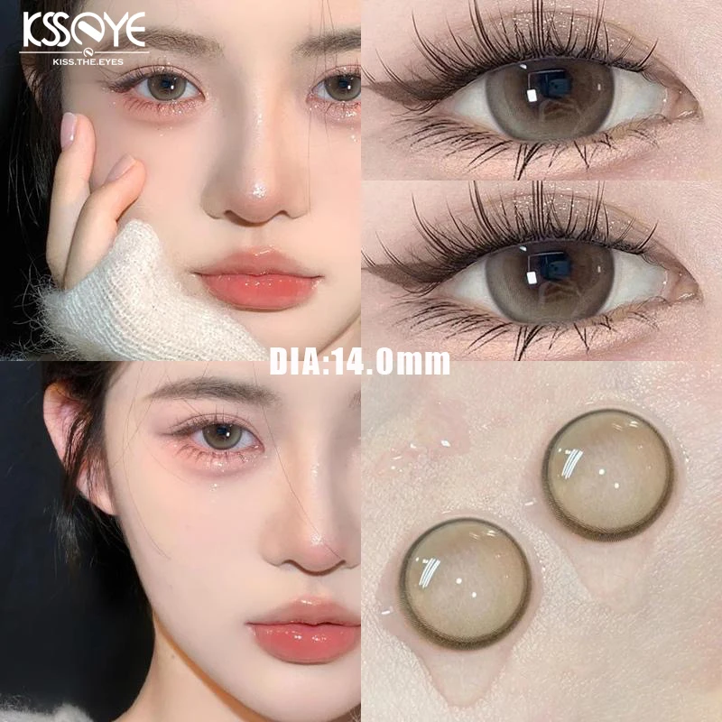 KSSEYE 2PCS Korea Colored Contact Lenses Myopia  Degree -0.00 to -8.00 Blue Eyes Beauty Pupil  Makeup Gray Lens Fast Shipping