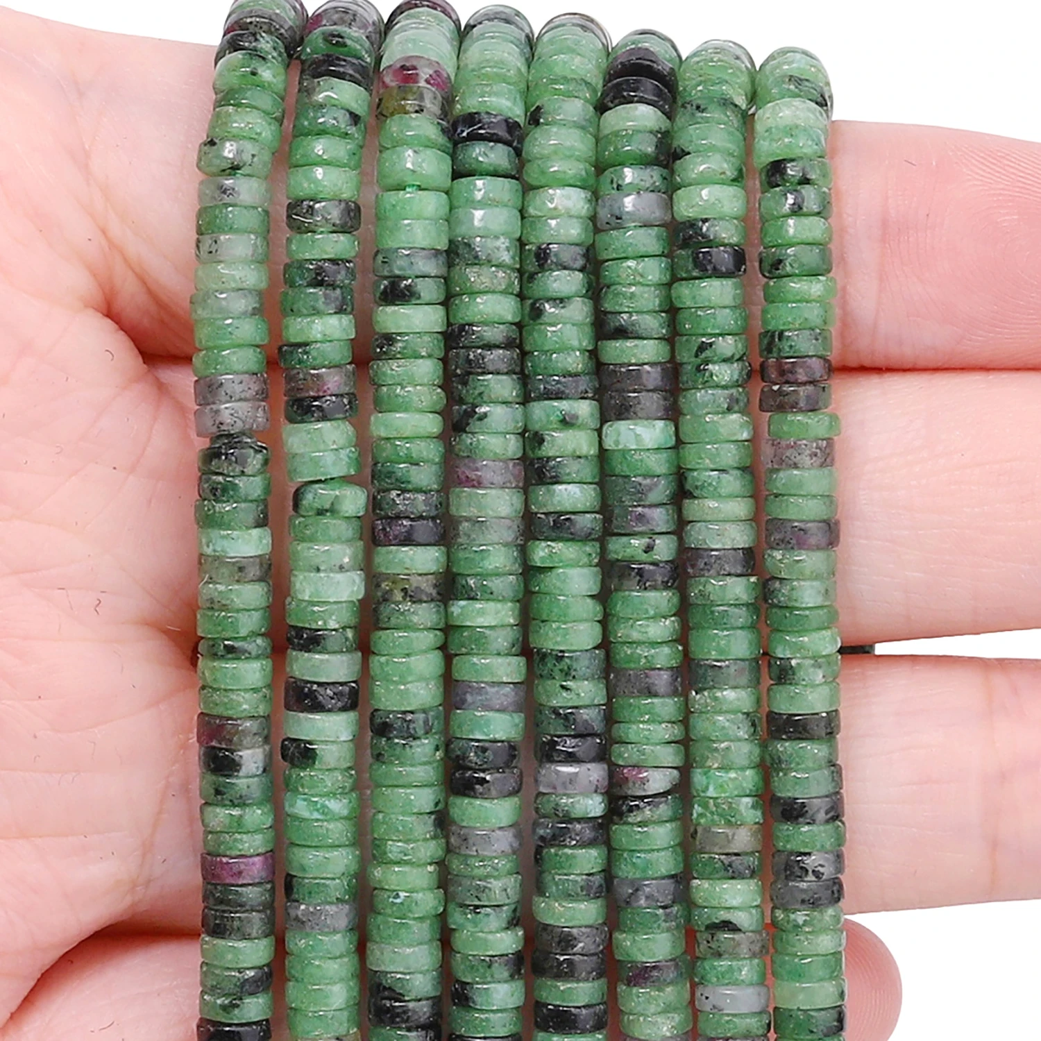 الطبيعية روبي Epidote الأحجار الكريمة حجر الخرز 4x1 مللي متر شقة مستديرة Rondelle شكل الخرز فضفاض خزر عازل لصنع المجوهرات اكسسوارات #1