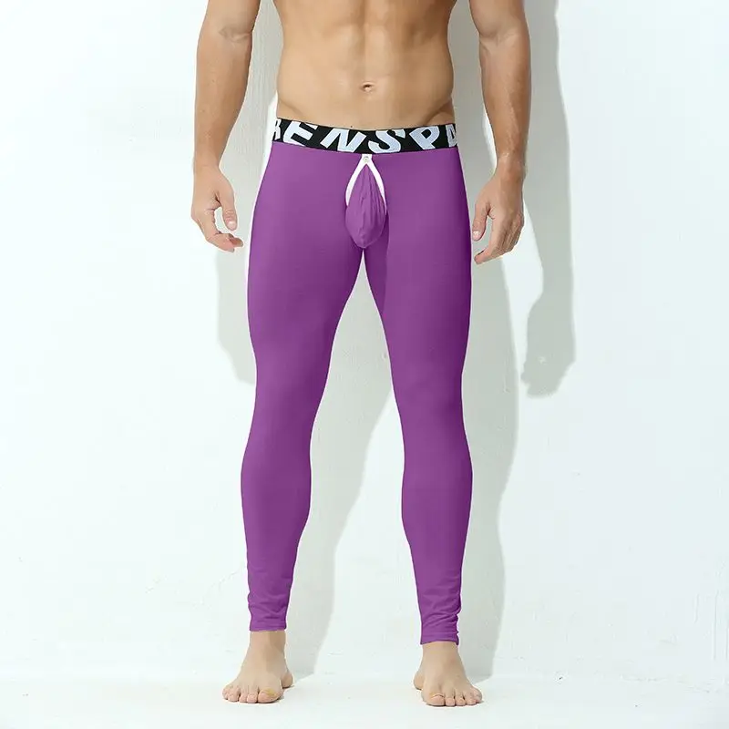 

Winter Thermal Underwear Bottoms 2in1 Men's Sexy Leggings Tights Stretch Autumn Pants Male U Pouch Separate Long Johns Lingerie