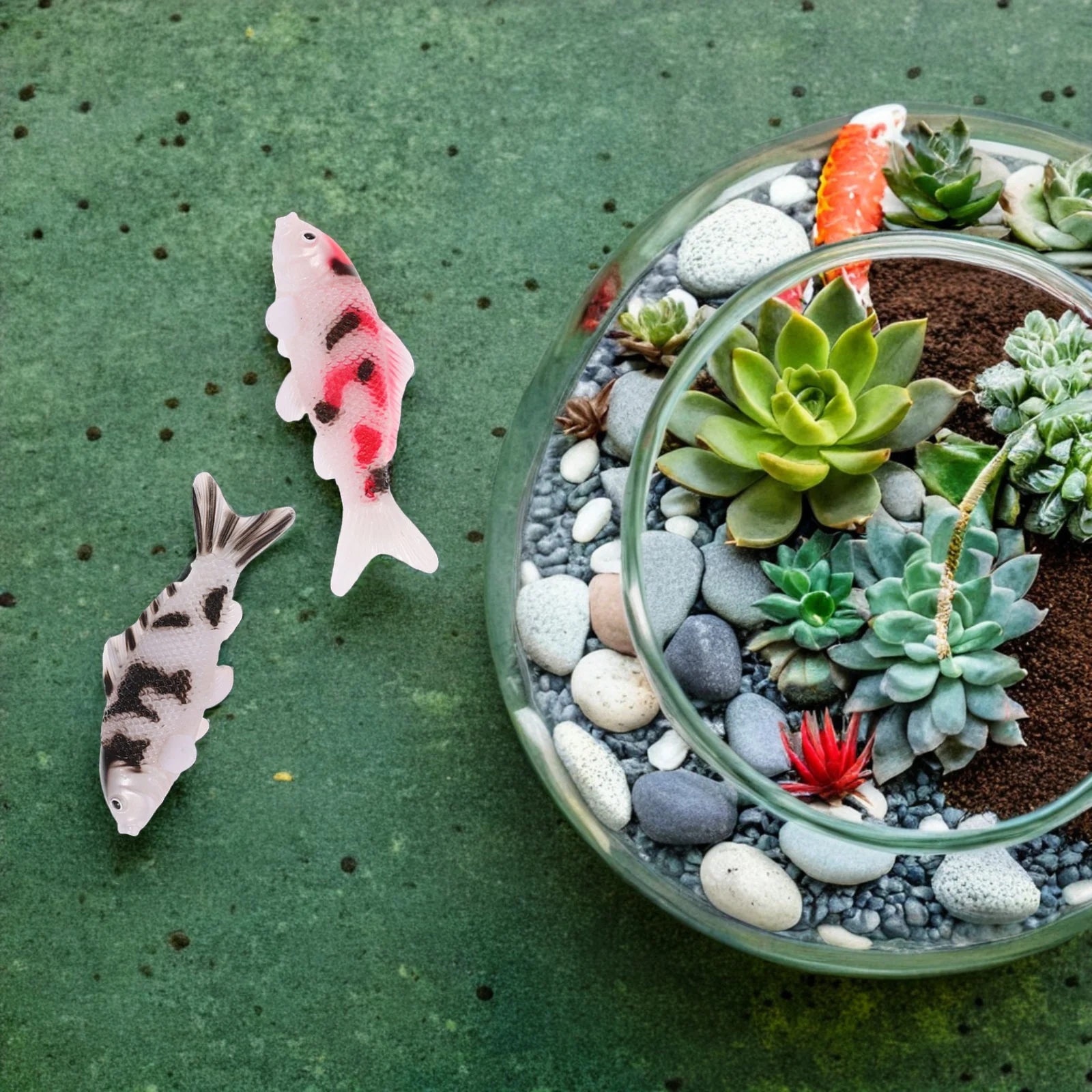 

4Pcs Realistic Artificial Koi Fish Decor - Miniature Water Animals for Aquarium Desk Fairy Garden Decoration, Floating Pond