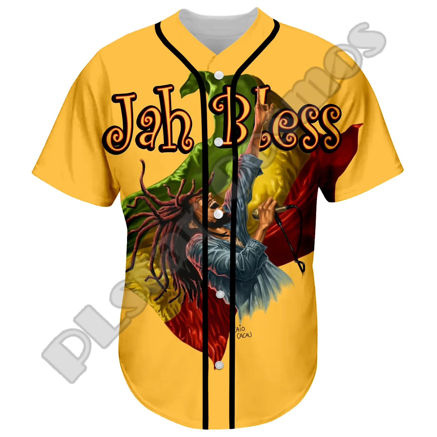 NewFashion Bob Marley Rastafari Lion Vintage Reggae Retro Tattoo 3DPrint Harajuku Summer Baseball Shirts Jersey Short Sleeves X8