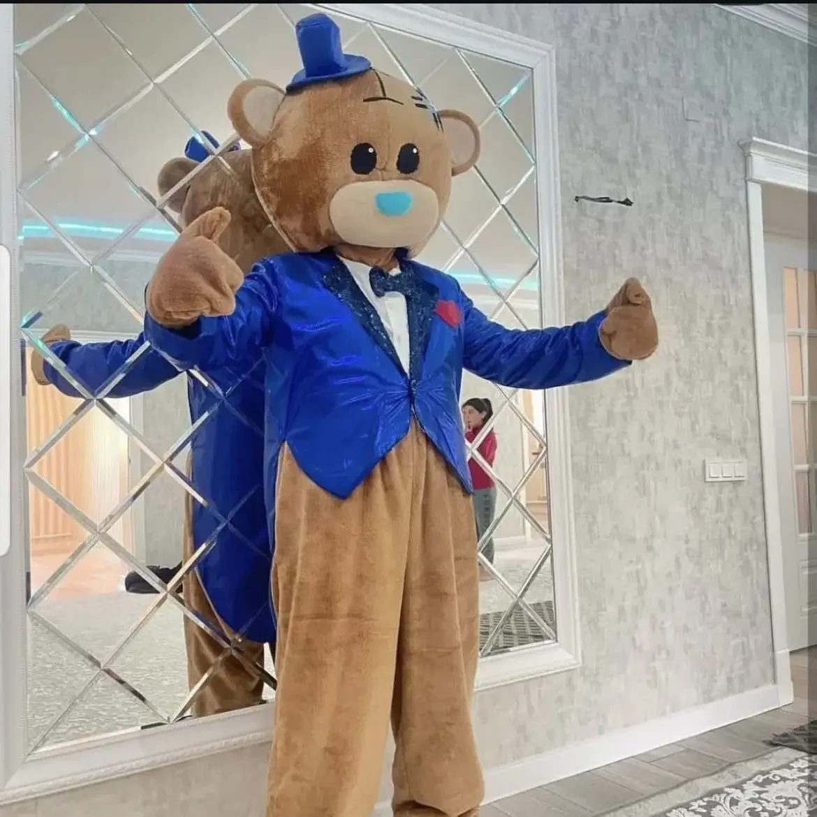 

Tuxedo Blue Dress Couple Teddy Bear Mascot Costume Wedding Cartoon Doll Outfits Halloween Xmas Stage Performance Accessories