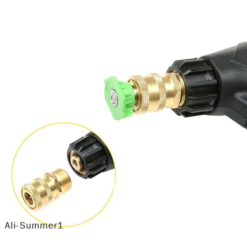 【E】2pcs Brass Connector Washing Adapter 1/4" Female Quick Connection With M14*1.5