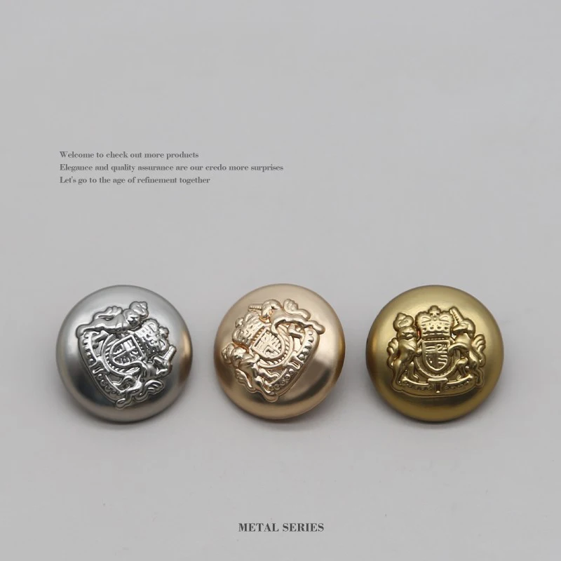 Vintage Embossed Crest Metal Buttons 18/20/23mm 5Pcs Stress‑Relief DIY Sewing Material For Wool Coat Blazer Suit Jacket Garment