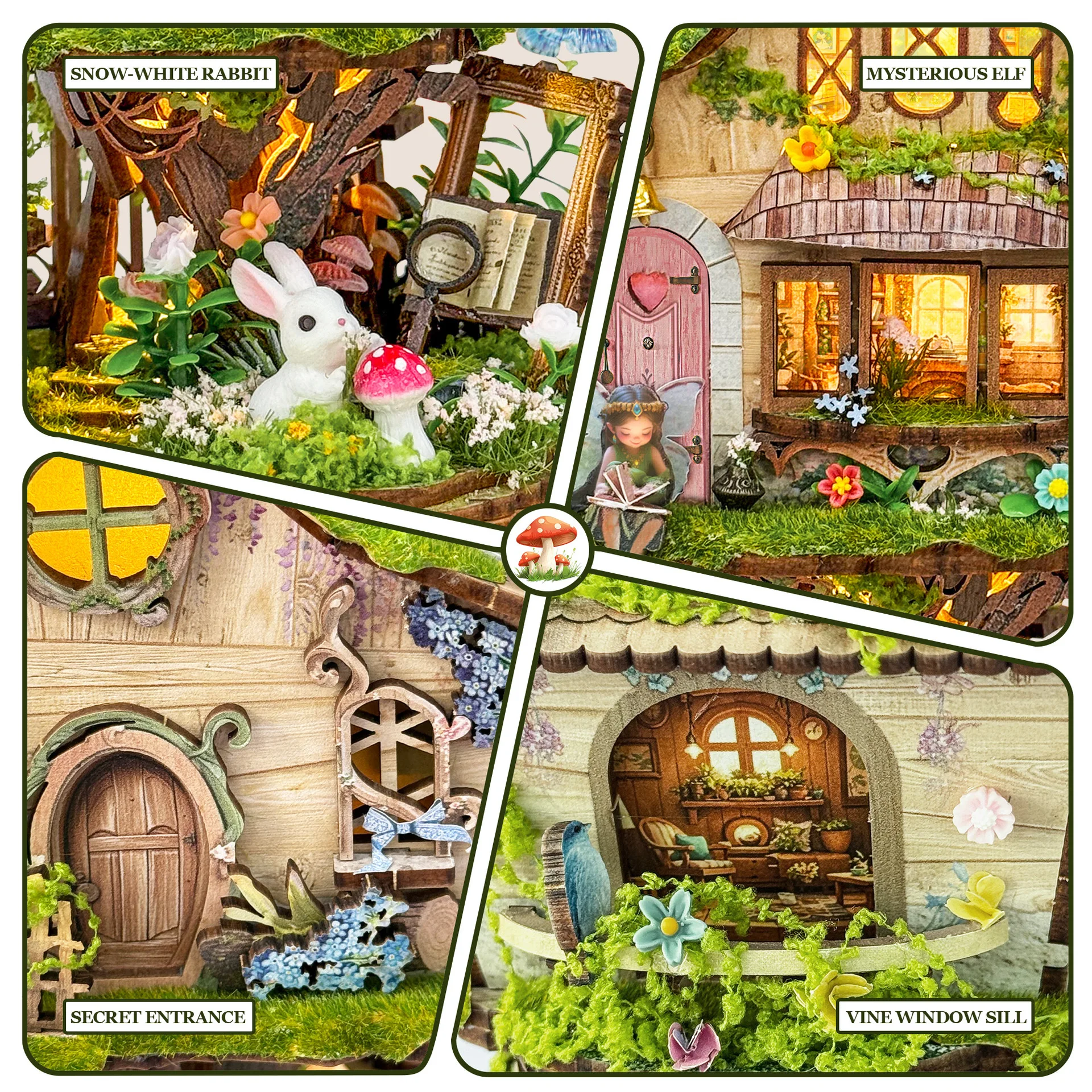 Casa en el árbol de Rowan, Kit de modelo en miniatura de madera, Casas de muñecas de rompecabezas 3D con muebles, Casa de muñecas para amigos, regalos de cumpleaños