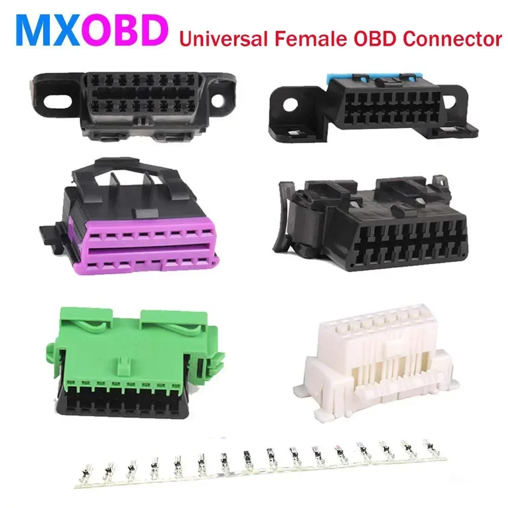 OBD Plug + Terminal + Insert OBD OBD2 Female Connector J1962f Plug OBD 2 16 PIN with Terminal Suitable for Audi/BMW/Honda/Toyota 