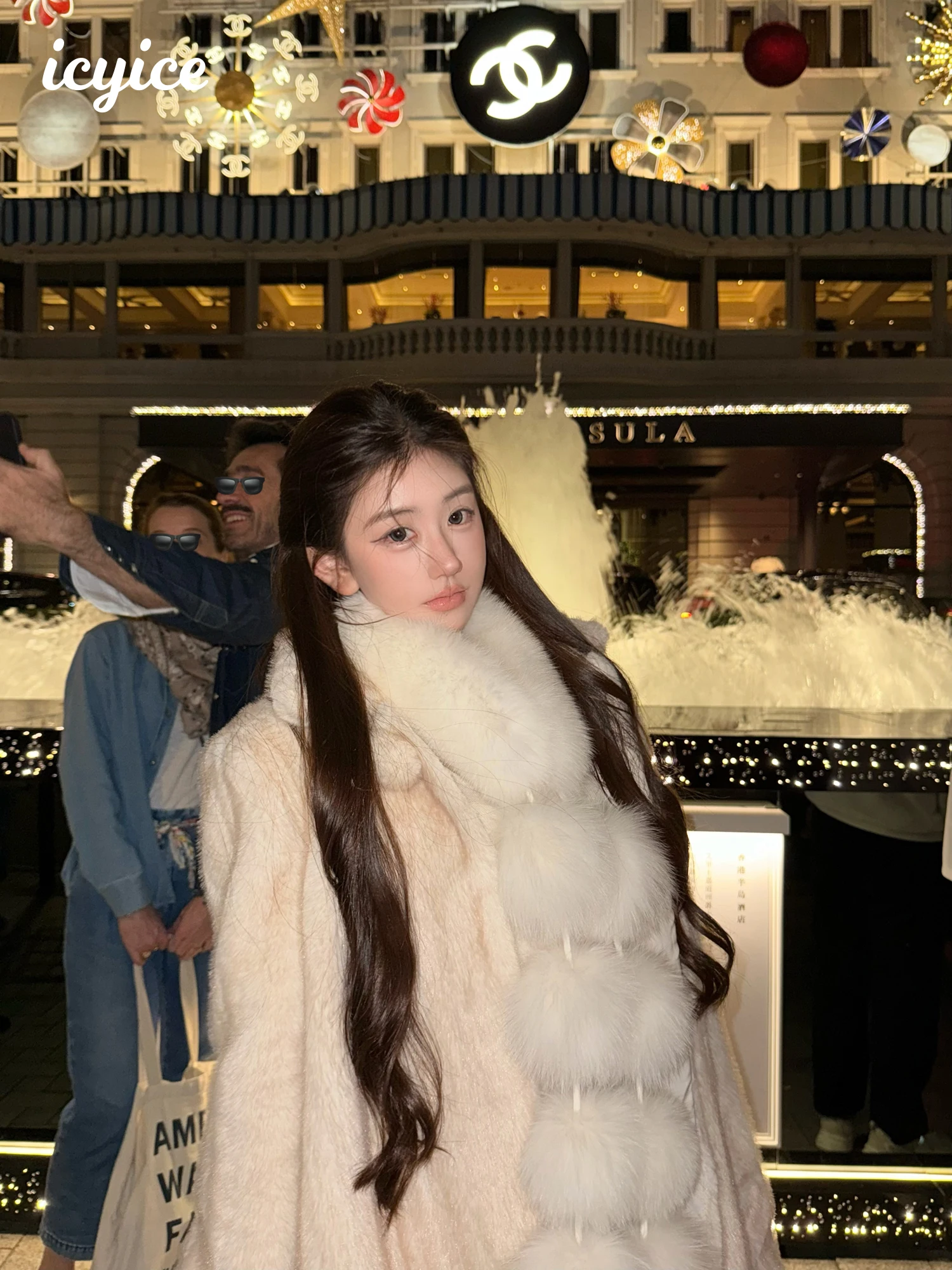 

Женское длинное пальто из искусственного меха Ele Long: Новинка к Новому году, для снежных дней в Нью-Йорке, роскошная верхняя одежда из экологичной кожи