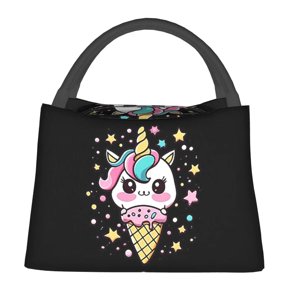 Ice Cream Unicorn Lunch Bags Insulated Bento Box Resuable Lunch Tote Picnic Bags Cooler Thermal Bag for Woman Student Travel