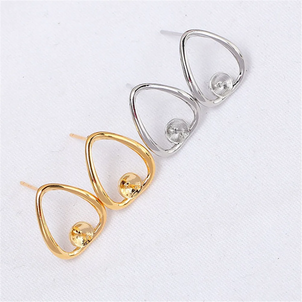 

Copper 14K Gold Wrapped Water Drop Shaped Smooth Pearl Earrings DIY Accessories S925 Silver Needle Earrings Jewelry Simple