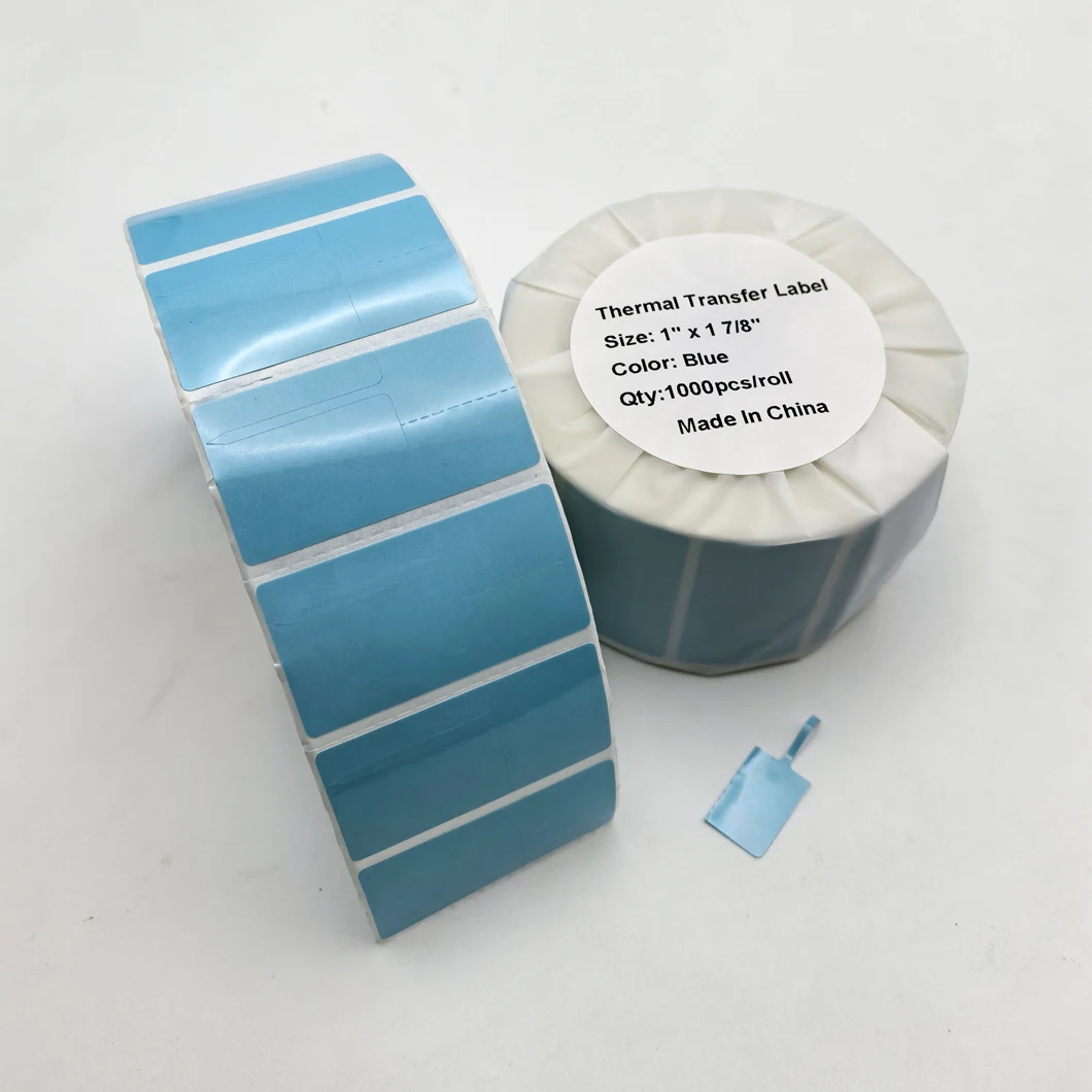 

High-Gloss Finish TT360 Polyester Thermal Transfer Tag Printable 1 X 1 7/8 Inch Light Blue PET Jewelry Label for Jewelry Display