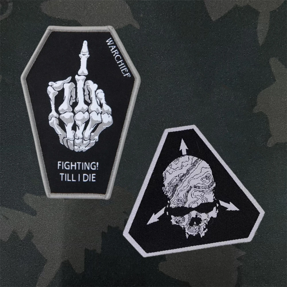 

TAD Mission Ability Embroidery Klett Patches Tactical Skull Finger Morale Badge Chief Fearless Combat Armband Backpack Stickers