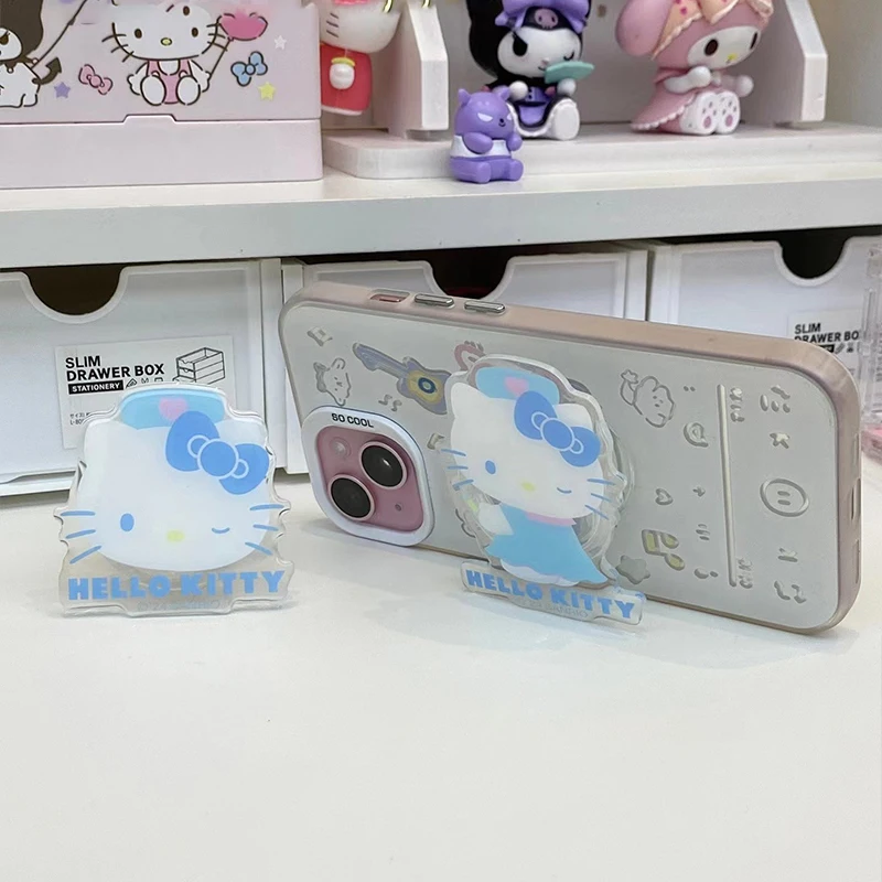 Cute Sanrio Hello Kitty Phone Holder Cartoon Kuromi Cinnamoroll Acrylic Airbag Bracket Accessory Adjustable Acrylic Portable Toy