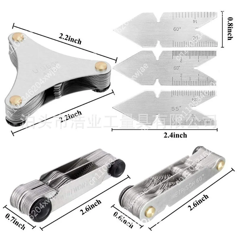 Center Gauge 6-Piece 55/60 Degree, 51-PC 58-Blade Thread Pitch Gauge, Precision Measuring Tool Set