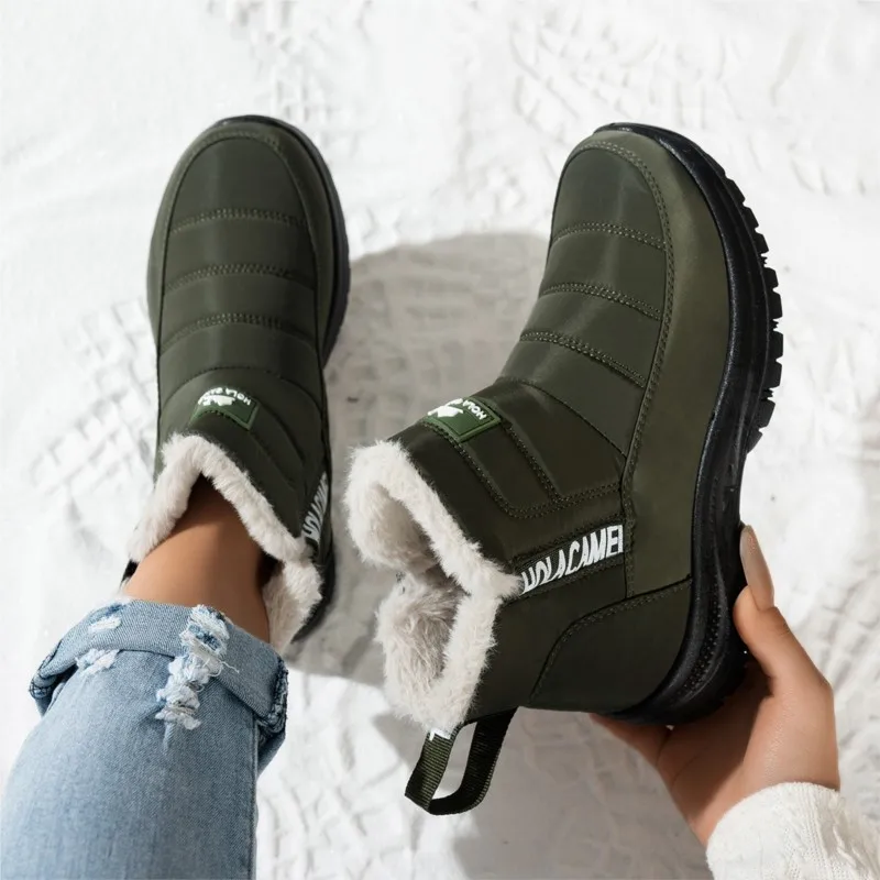 أحذية امرأة الثلوج جديد النساء الجوارب الانزلاق على أحذية السيدات 2025 الاتجاه منصة حذاء من الجلد الدفء أحذية النساء بوتاس موهير #2