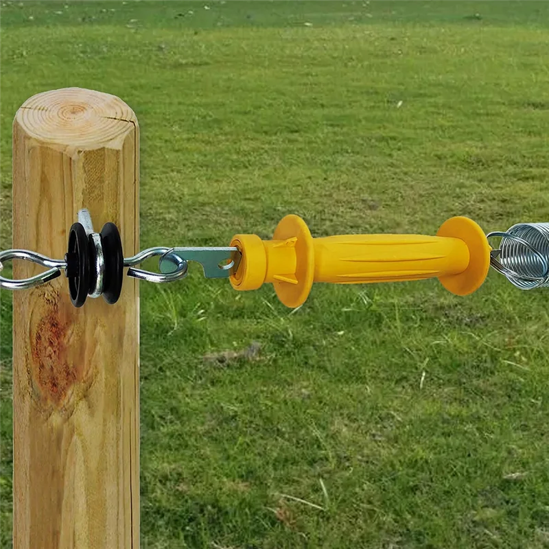 

AED7-8-Pack Electric Fence Rubber Gate, Electric Fence Spring Handle, Insulated Plastic Handle, Yellow Rubber Gate Handle