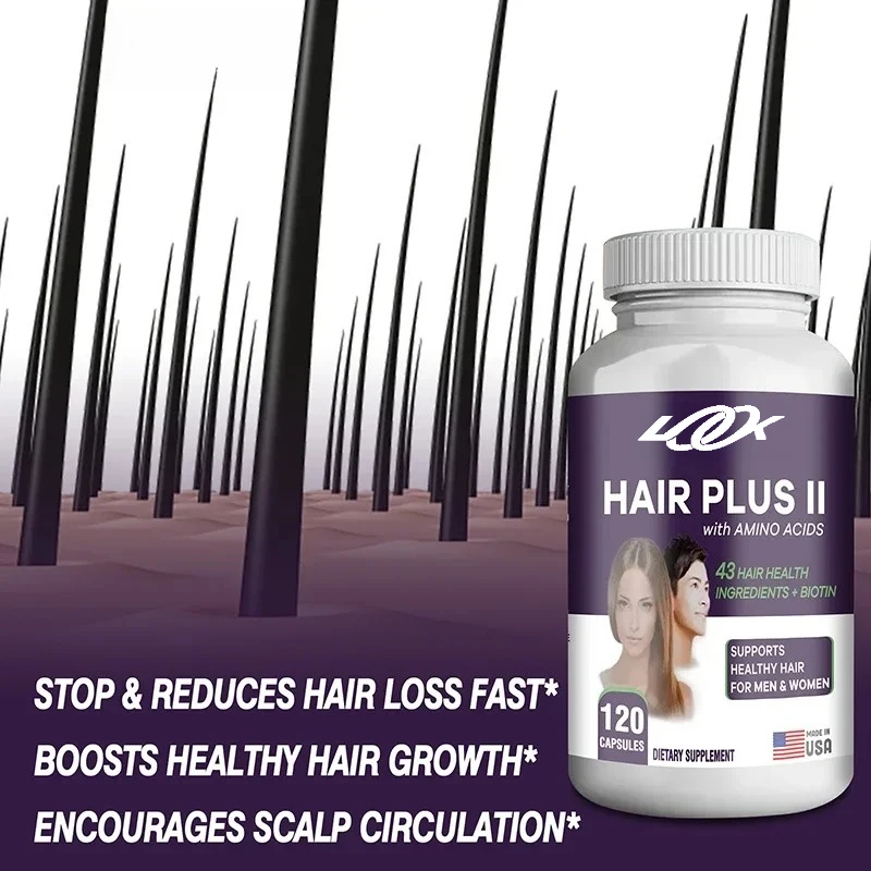 Hair Plus II with Amino Acids - Helps Reduce Hair Loss, Promote Hair Growth and Shinier, Promote Split Ends and Damaged