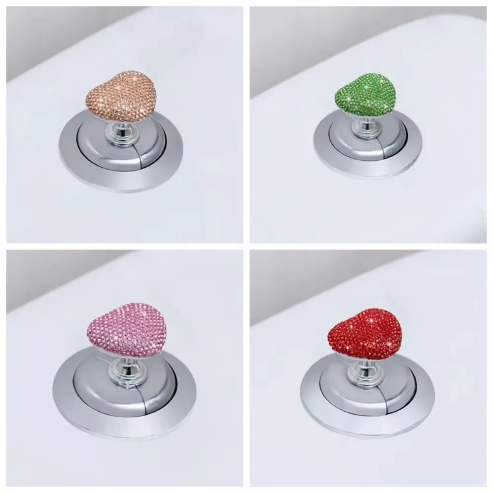 

Heart Shaped Toilet Press Button Adhesive Diamond Toilet Tank Press Button Nail Protector Multifunctional