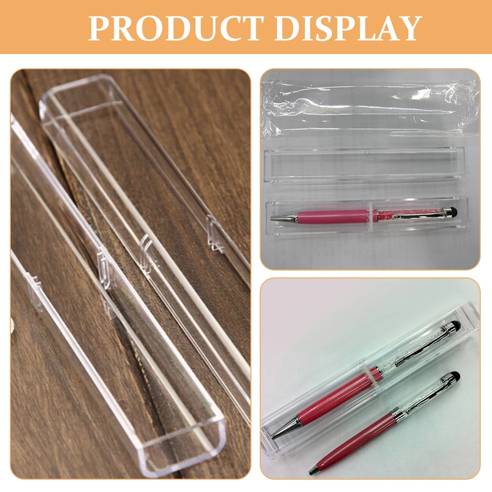 

4pcs Pen Case Transparent Small Square Plastic Storage Display Box for Pens Luxury Packaging Empty Containers