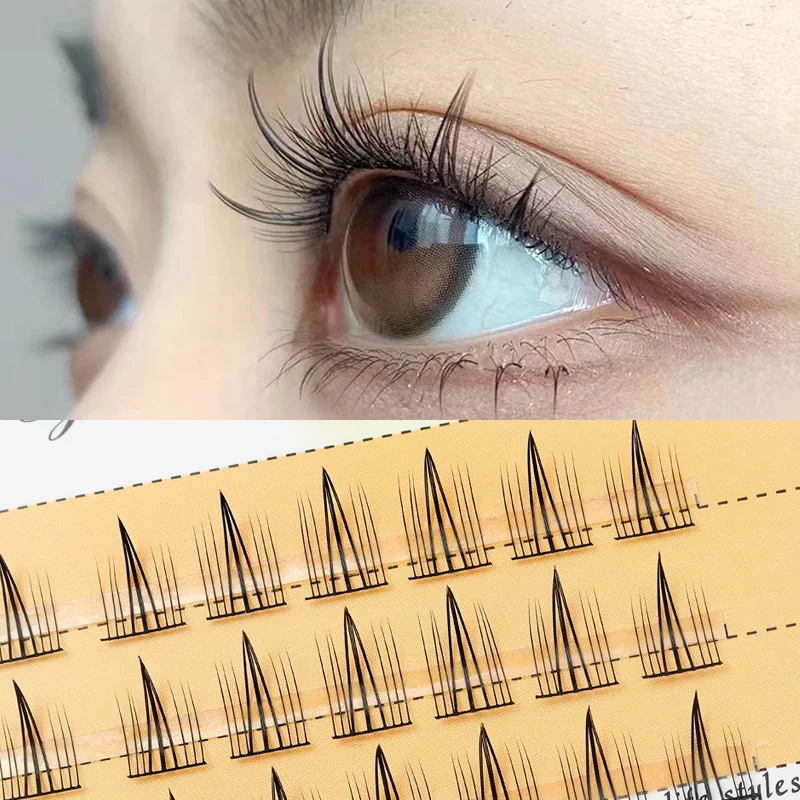 Grafting World Air Fairy False Eyelash Natural Simulation A-type Wide Stem Lazy Person Single Cluster Self Adhesive Novice