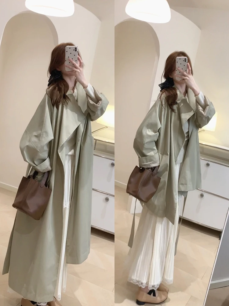 

Artistic KD34 Long And ort Coat Jaet Large Collar Loose Fit Sle for Women Autumn Season Faion Outerwear