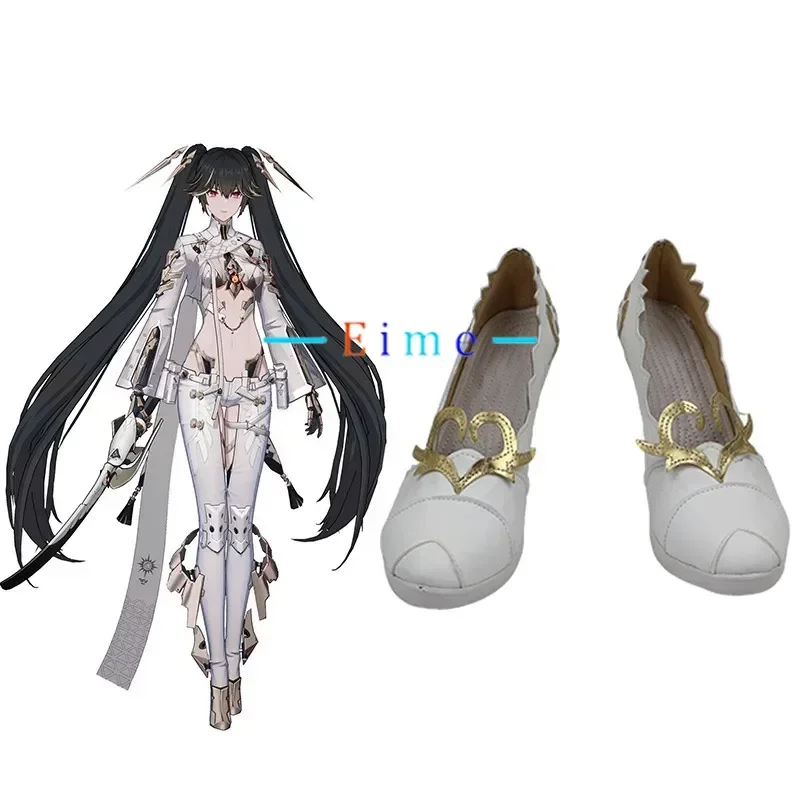 Lucia Cosplay Shoes GRAY RAVEN PUNISHING Cosplay Props Halloween Carnival Boots PU Leather Shoes White High Heels Custom Made