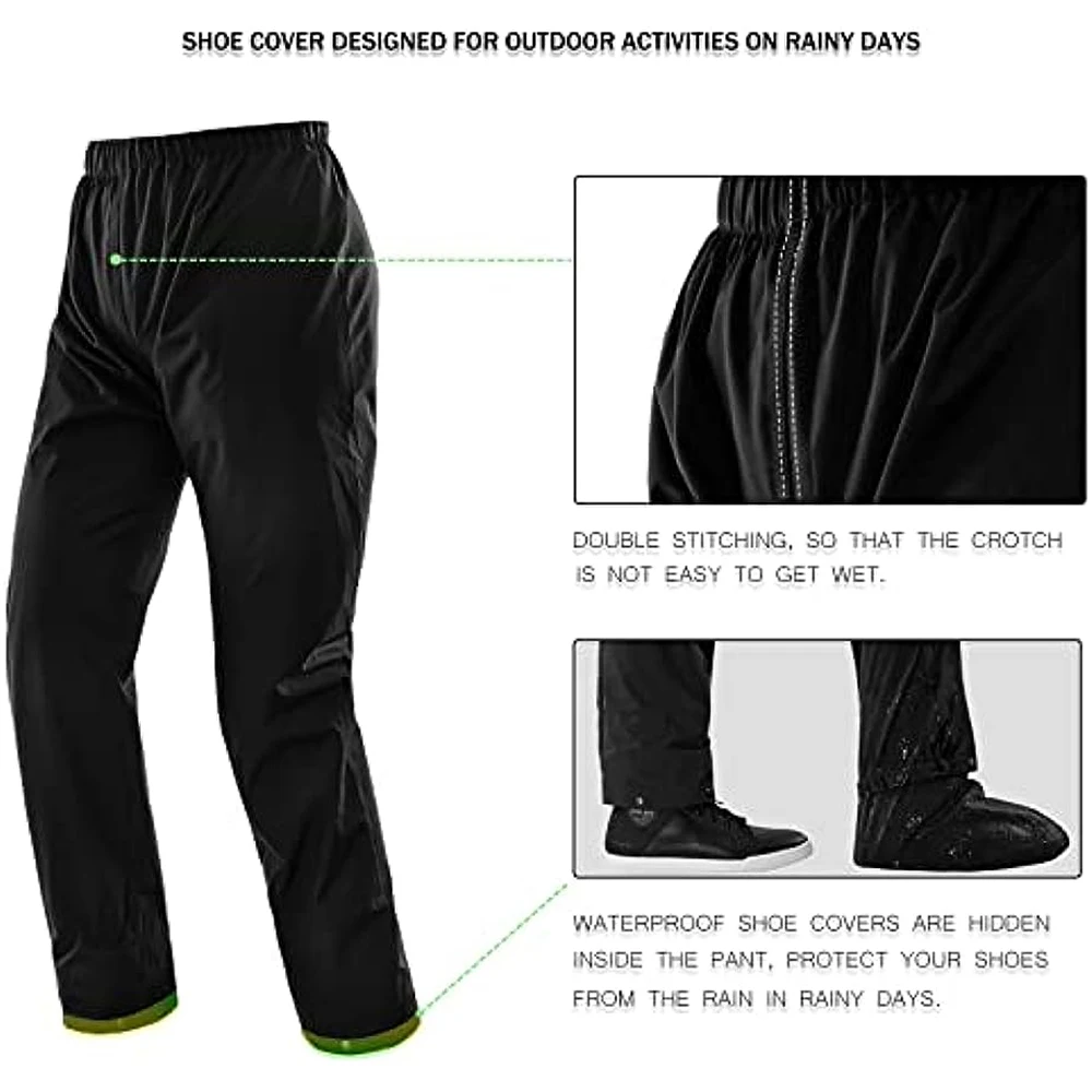 SULAITE Rain Suit Motorcycle Rain Gear Suit for Men & Women Jackets & Pants Reflective Waterproof Breathable Rainsuit