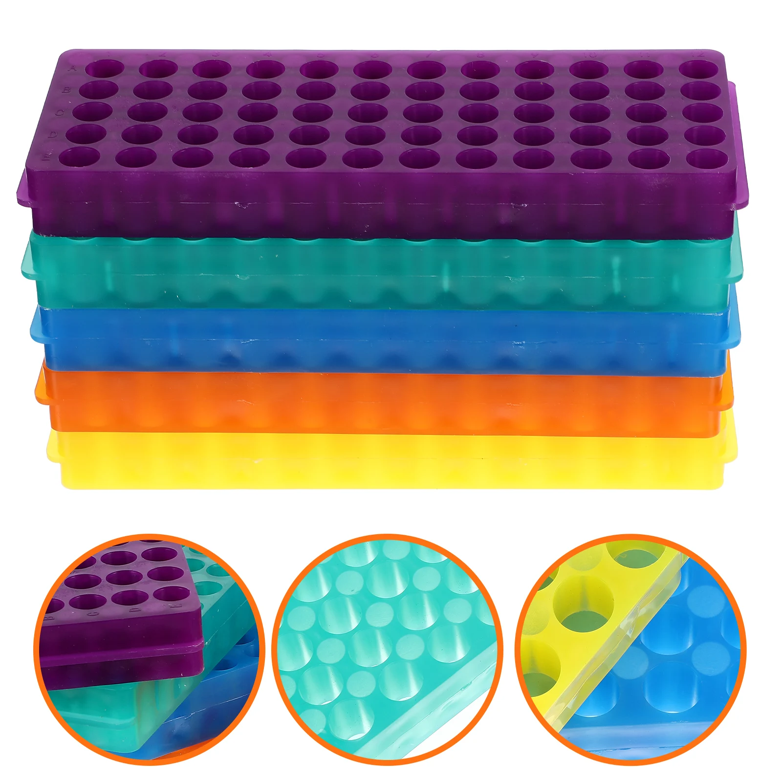 

5 pcs 0.5Ml Plastic Test Rack 1.5Ml Plastic Test Tube Holder Lab Tube Organizer Stand For Laboratory Use