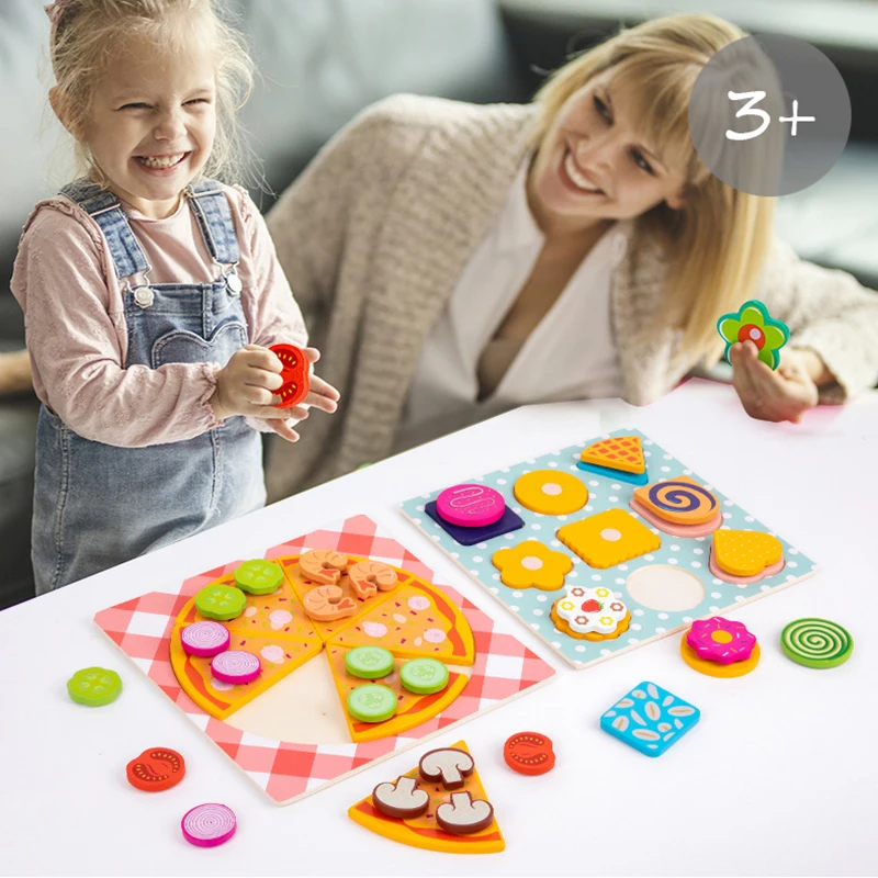 Children Simulation Food Kitchen Toy Pizza Cookies Pretend Play Jigsaw Puzzle Game Educational Learning Toys For Kids Girls Gift