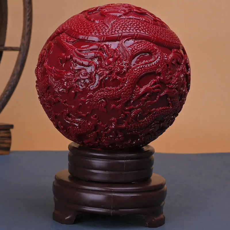 Cinnabar high-content purple gold sand Kowloon play ball tabletop ornament