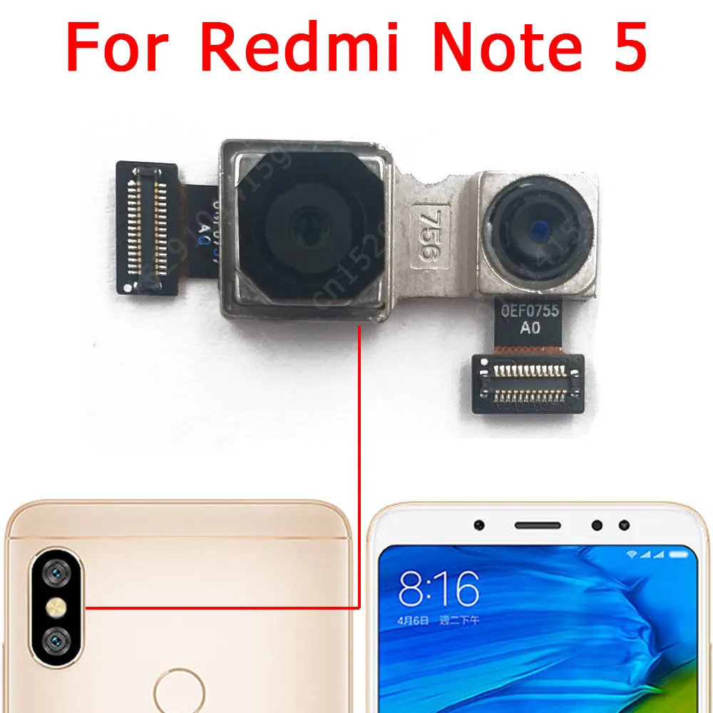 Rear Back Camera For Xiaomi Redmi Note 8 Pro 8T 5 5A 6 7 Camera Module Backside View Replacement Spare Parts