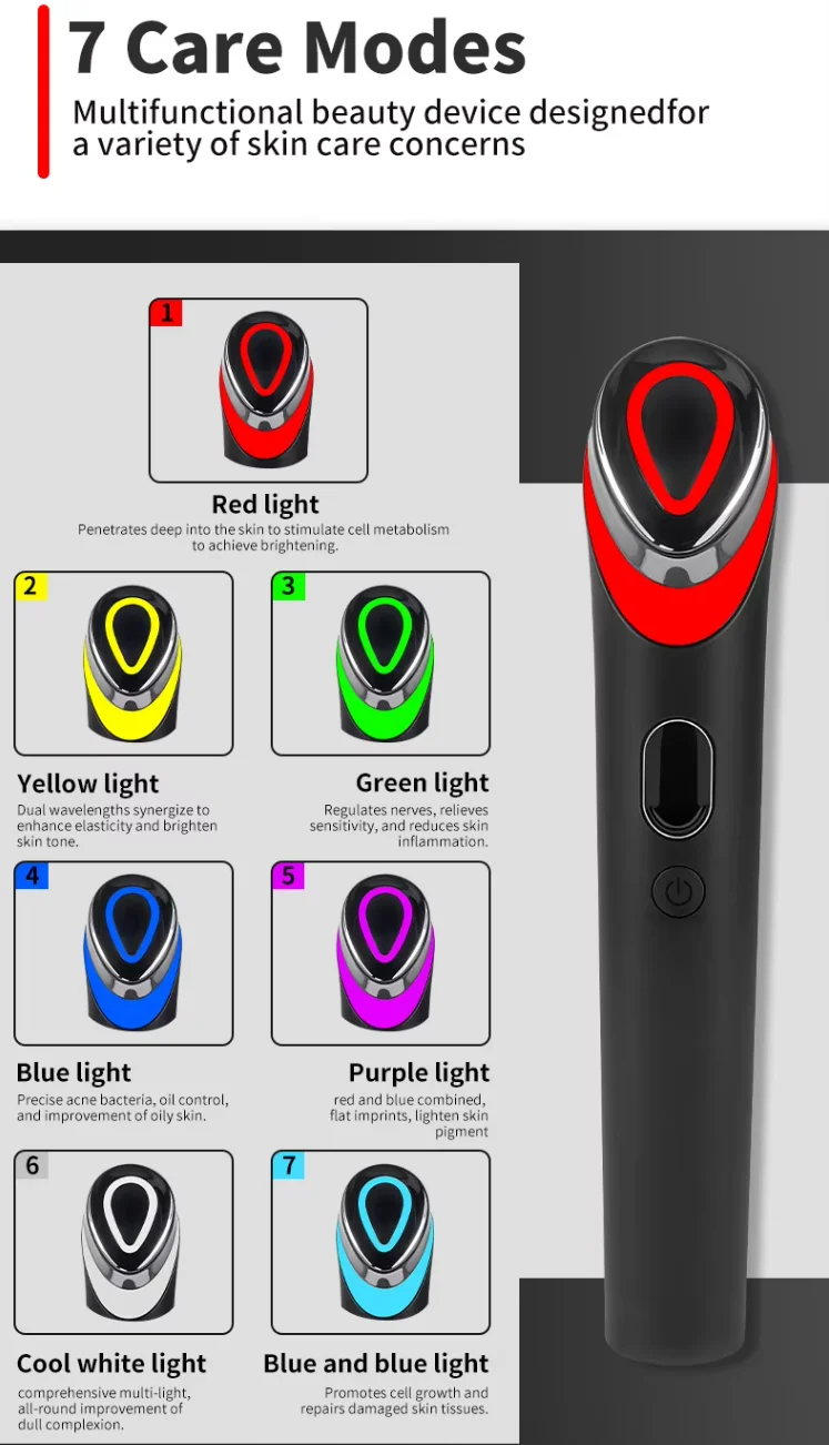 الجملة Age-R Booster Pro جهاز تجميل محمول متعدد الوظائف للعناية بالبشرة وإزالة التجاعيد يتميز بالعلاج بالضوء LED #4